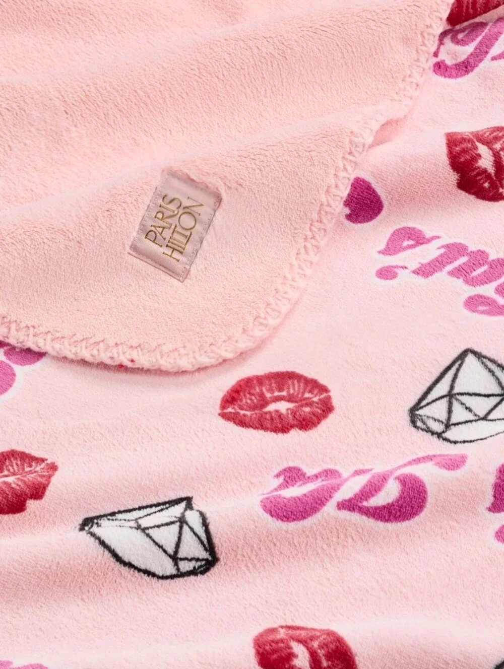 Paris Hilton Plush Throw Blanket, Reversible Fleece, 60